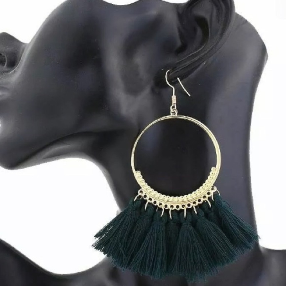 🔥Fringe BOHO Dangle Earrings🔥DARK Nwt🏷 - Picture 6 of 7